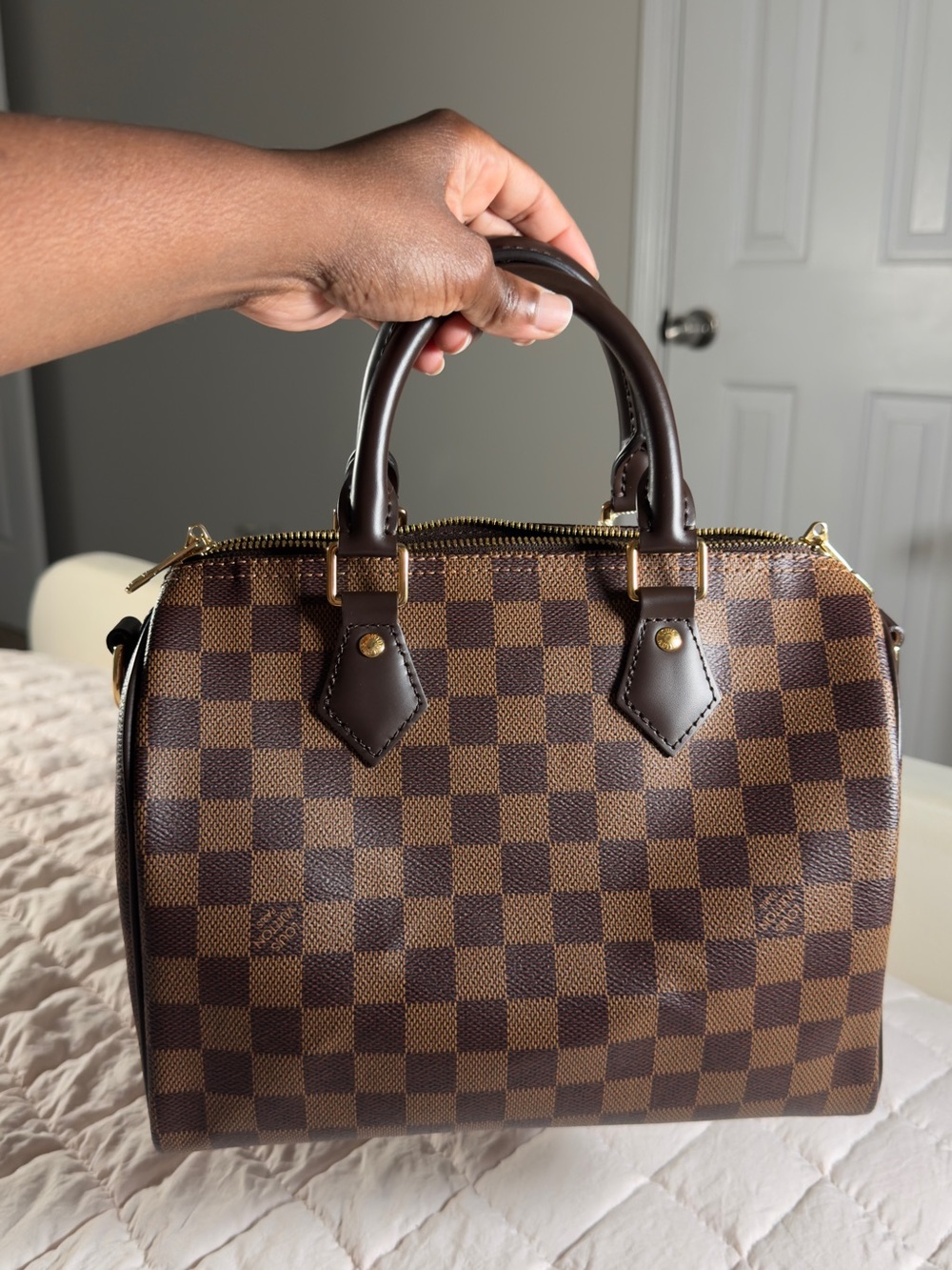 NEW Louis Vuitton Damier Ebene Speedy Bandoulière 25